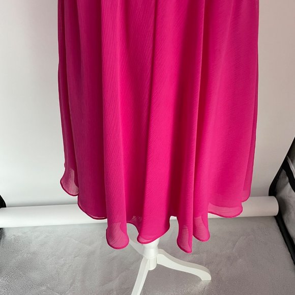 David's Bridal Pink High Neck Sleeveless Mini Dress 2 Jr. Bridesmaid Formal - Picture 7 of 7